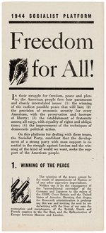 THOMAS & HOOPES "FREEDOM FOR ALL!" 1944 SOCIALIST PLATFORM TRI-FOLD HANDOUT.