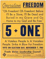 "OPERATION FREEDOM" 1961 DETROIT CIVIL RIGHTS POSTER.