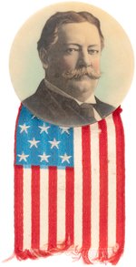 TAFT LARGE FULL COLOR BUTTON HAKE #3159 WITH FLAG RIBBON.