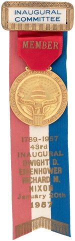 EISENHOWER & NIXON 1957 "INAUGURAL COMMITTEE" RIBBON BADGE.