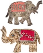 "DICK" AND "NIXON" PAIR OF MADE IN INDIA FABRIC AND METALLIC THREAD BADGES.