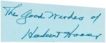 "THE GOOD WISHES OF HERBERT HOOVER CUT SIGNATURE.