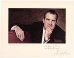 RICHARD NIXON SIGNED AND INSCRIBED NORMAN ROCKWELL PORTRAIT.