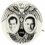 NIXON / AGNEW REAL PHOTO 1968 JUGATE BUTTON.