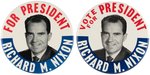 NIXON "FOR" & "VOTE FOR" VARITIES OF LARGE 1960 CAMPAIGN PORTRAIT BUTTON.