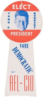 "ELECT JOHN F. KENNEDY PRESIDENT" 1960 AFL-CIO ISSUED STRING TAG DOOR HANGER.