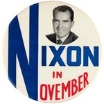 "NIXON IN NOVEMBER" LARGE BUTTON HAKE #2011.