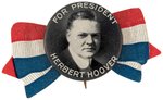 "FOR PRERSIDENT HERBERT HOOVER" PORTRAIT BUTTON WITH CELLO. BOW ACCENT HAKE #60.