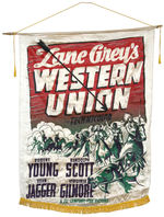 "ZANE GREY'S WESTERN UNION" LARGE HIGH QUALITY 1941 MOVIE THEATER BANNER.