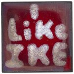 "I LIKE IKE" ENAMEL ON COPPER SLOGAN BADGE.