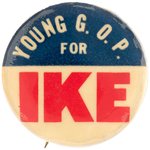 "YOUNG G.O.P. FOR IKE" SCARCE EISENHOWER SLOGAN BUTTON HAKE #2127.