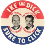 "IKE AND DICK SURE TO CLICK" JUGATE BUTTON HAKE #2021.