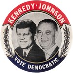 KENNEDY & JOHNSON "VOTE DEMOCRATIC" JUGATE BUTTON HAKE #8.