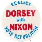 RE-ELECT DORSEY WITH NIXON COATTAIL BUTTON.