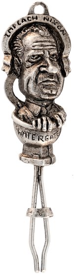 NIXON ROACH CLIP WITH HIM IN "WATERGATE" TOILET AND "IMPEACH NIXON" ABOVE.