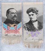 GROVER & FRANCES CLEVELAND PAIR OF C. 1888 WOVEN SILK RIBBONS.