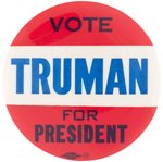 "VOTE TRUMAN FOR PRESIDENT" 1948 BUTTON HAKE #2037.