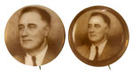 ROOSEVELT PAIR OF SEPIA REAL PHOTO BUTTONS.