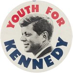 LARGE "YOUTH FOR KENNEDY" 1960 PORTRAIT BUTTON.