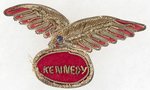 JOHN "KENNEDY" CLOTH AND METALLIC THREAD EAGLE SCARCE PIN MADE IN INDIA.