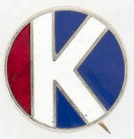 STAFF USED PINBACK FOR ROBERT KENNEDY 1968 IN ENAMEL AND SILVER LUSTER.