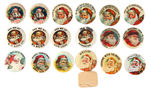 SANTA BUTTONS:  7 DESIGNS BUT 18 DIFFERENT VERSIONS.