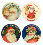 FOUR CLASSIC CHOICE COLOR SANTAS.