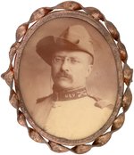 ROOSEVELT ROUGH RIDER OVAL REAL PHOTO PORTRAIT PIN-BACK BADGE.