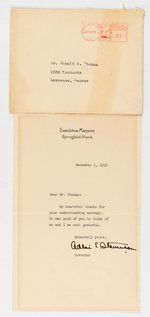 ADLAI STEVENSON SIGNED LETTER OF "EXECUTIVE MANSION" STATIONARY.