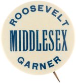 "ROOSEVELT MIDDLESEX GARNER" SCARCE NEW JERSEY SLOGAN BUTTON.