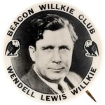 "BEACON WILLKIE CLUB" SCARCE NEW YORK REAL PHOTO PORTRAIT BUTTON.