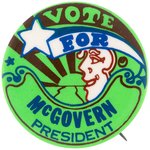 "VOTE FOR McGOVERN PRESIDENT" PETER MAX INSPIRED 1972 CAMPAIGN BUTTON.