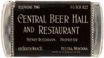 MATCH SAFE WITH "ORIENTAL BEAUTY" TINTED PHOTO FOR HELENA, MT. CENTRAL BEER HALL AND RESTAURANT.