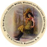 POCKET MIRROR FOR "JOSEPH MASSE WHOLESALE AND RETAIL LIQUOR DEALER AND BOTTLER/MANCHESTER, N.H."