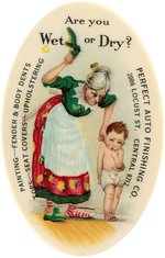 POCKET MIRROR W/"WET OR DRY" LIQUOR ISSUE USED TO PROMOTE "PERFECT AUTO FINISHING CO."