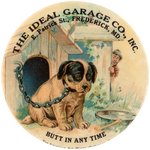 POCKET MIRROR FOR THE IDEAL GARAGE W/CHOICE COLOR CARTOON OF CHAINED DOG, BONE AND HOBO.