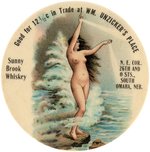 POCKET MIRROR FOR SUNNY BROOK WHISKEY FROM SOUTH OMAHA, NE. DEALER AND GOOD FOR 12 1/2 CENTS.