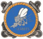 SEABEES WORLD WAR II STERLING SILVER AND ENAMEL INSIGNIA BADGE C. 1942.