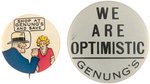 DICK TRACY & LITTLE ORPHAN ANNIE PLUS SECOND BUTTON FOR GENUNG'S NY/NJ  DEPARTMENT STORE.