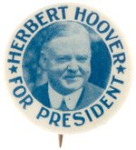 "HERBERT HOOVER FOR PRESIDENT" BLUE-TONE PORTRAIT BUTTON HAKE #134.