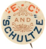 RARE BUTTON FROM SHOTGUN SHELL POWDER MAKER "E.C." AND "SCHULTZE" OF BERGEN CO. NEW JERSEY.