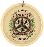 CELLULOID DISC FOR "L.A.W. MEET/GOOD ROADS/INDIANAPOLIS AUGUST 1898" BY WHITEHEAD & HOAG.