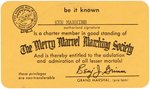 MERRY MARVEL MARCHING SOCIETY SECOND VERSION CLUB MEMBERSHIP CARD.