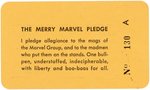 MERRY MARVEL MARCHING SOCIETY SECOND VERSION CLUB MEMBERSHIP CARD.