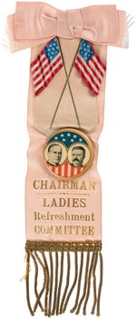 McKINLEY & ROOSEVELT "CHAIRMAN LADIES REFRESHMENT COMMITTEE" JUGATE RIBBON BADGE.