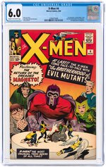 X-MEN #4 MARCH 1964 CGC 6.0 FINE (FIRST QUICKSILVER, SCARLET WITCH, TOAD & BROTHERHOOD OF EVIL MUTANTS).
