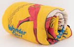 1970s DC SUPERGALS SLEEPING BAG W/WONDER WOMAN, WONDER GIRL, SUPERGIRL, BATGIRL & CATWOMAN.