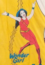 1970s DC SUPERGALS SLEEPING BAG W/WONDER WOMAN, WONDER GIRL, SUPERGIRL, BATGIRL & CATWOMAN.