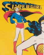 1970s DC SUPERGALS SLEEPING BAG W/WONDER WOMAN, WONDER GIRL, SUPERGIRL, BATGIRL & CATWOMAN.