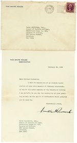 FRANKLIN D. ROOSEVELT TYPED LETTER SIGNED ON WHITE HOUSE STATIONERY.